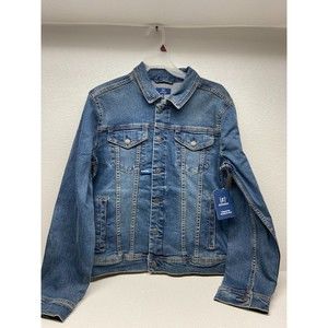 George Stretch Mens Denim Blue Jeans Jaket Front Buttons Size S (34-36)